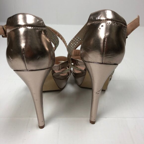 ALDO Rose Gold Dress Sandals - Women's Sz 9 High Heel Strappy Narciso Sexy Bling - Picture 4 of 8